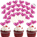 50/100Pcs Red Heart Cupcake Toppers Valentine's Day Cupcake Picks DIY Dessert Fruits Food Picks for  Wedding Birthday Cake Decor