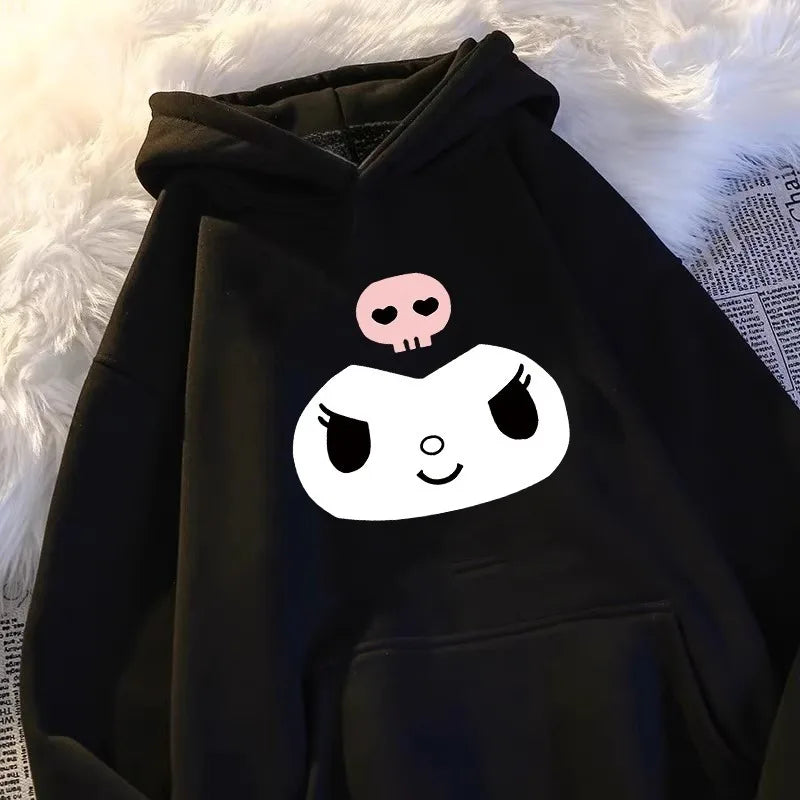 Hooded hoodie for women 2025 new autumn loose and lazy style top jacket cute cartoon printed all cotton material